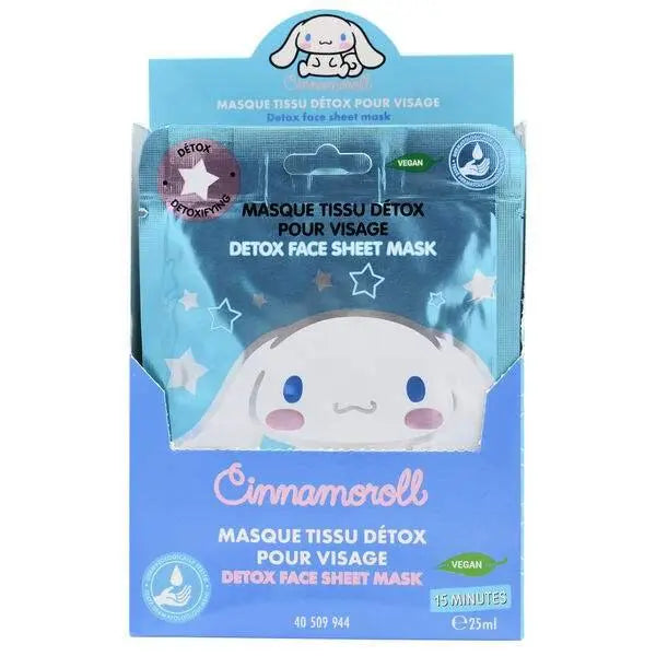 Maschera viso detox Cinnamoroll in confezione azzurra con design kawaii, vendita Nerdscape.