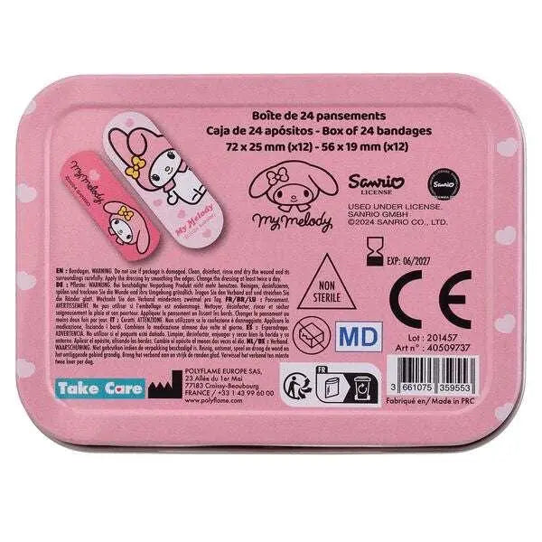 Confezione rosa di cerotti My Melody Sanrio in metallo, 24 pezzi, licenza ufficiale, Nerdscape.