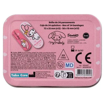 Confezione rosa di cerotti My Melody Sanrio in metallo, 24 pezzi, licenza ufficiale, Nerdscape.