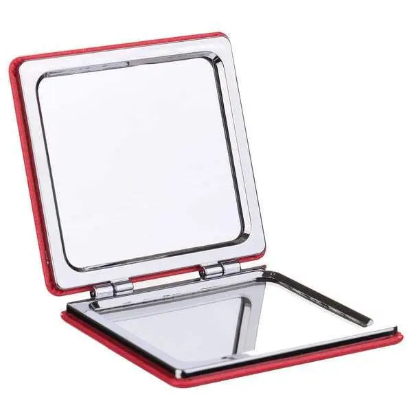 Specchio portatile quadrato con cornice rossa, accessorio tascabile Nerdscape