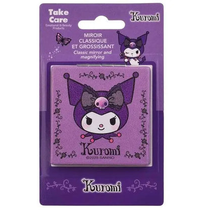Specchietto tascabile Kuromi viola Sanrio, confezione originale NerdScape.