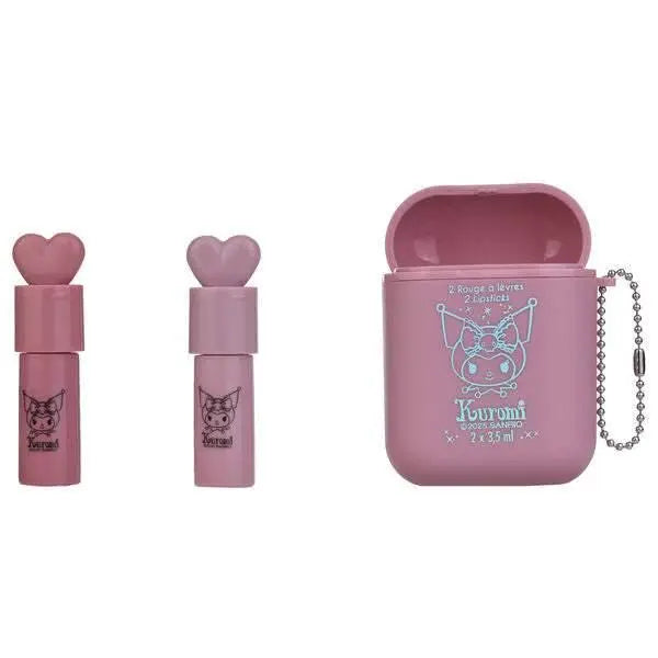 Set rossetti Kuromi rosa con custodia, articoli make-up kawaii disponibili su Nerdscape.