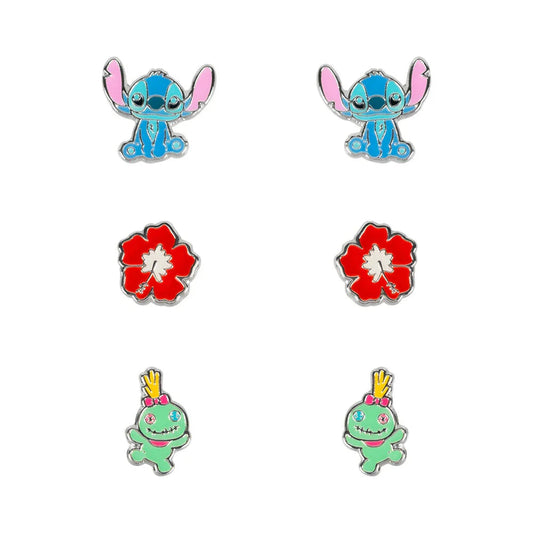 Disney Stitch Set 3 pairs of earrings silver Nerdscape