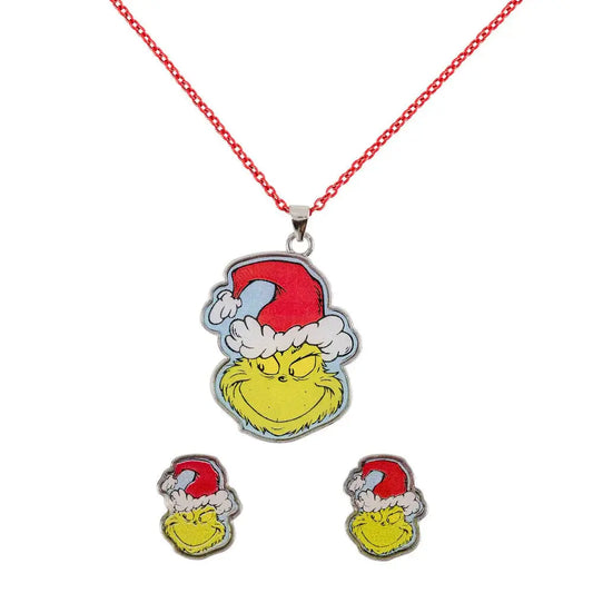 The Grinch Christmas Set necklace + earrings Nerdscape