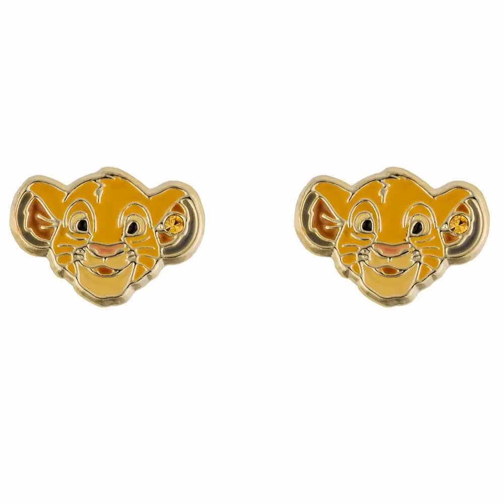 Disney The Lion King Simba gold plated earrings with detailed Simba design