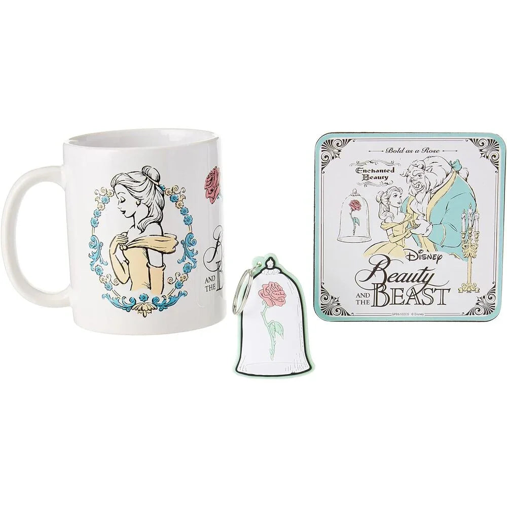 Disney Beauty and the Beast Set Mug + keyring + coaster Nerdscape