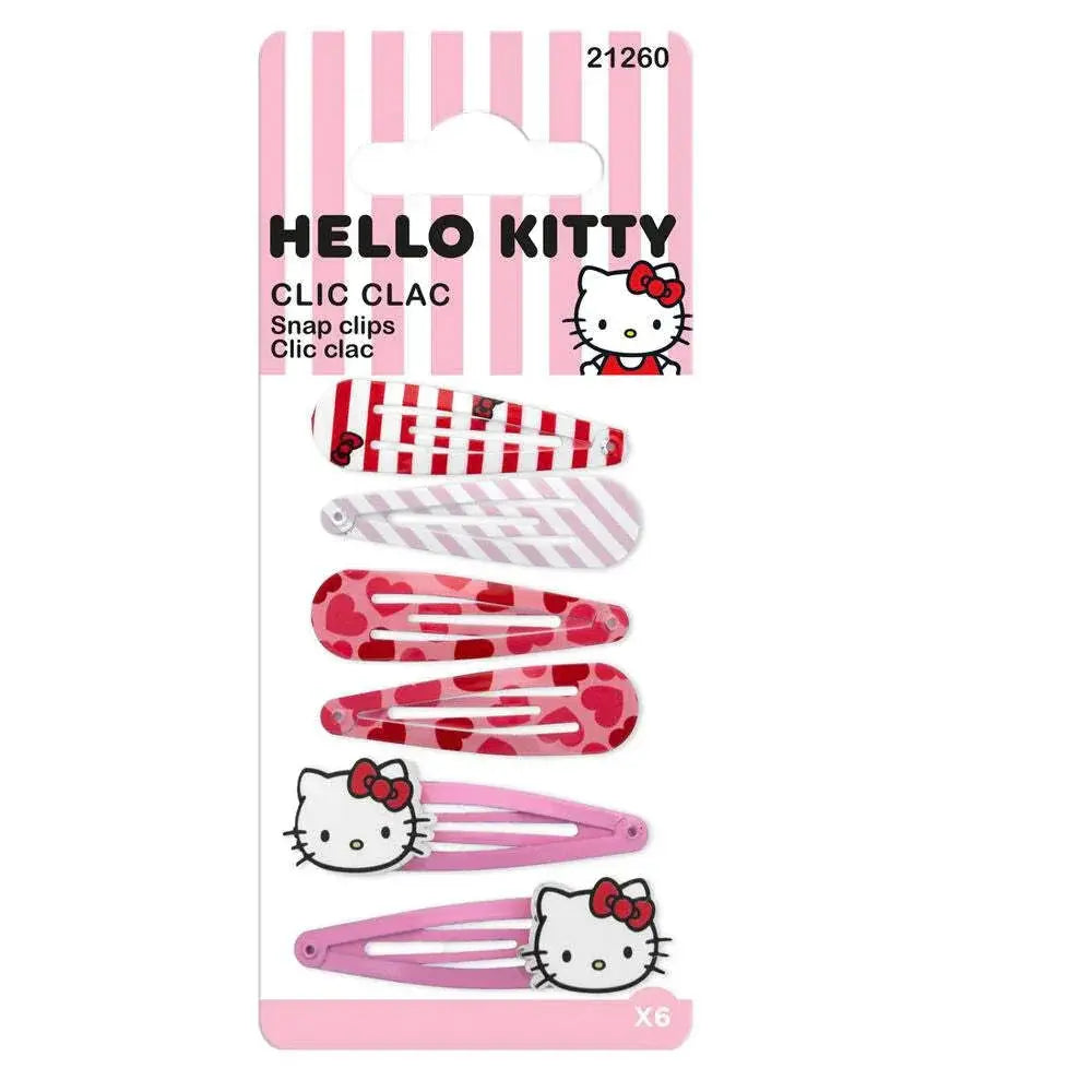 Set di 6 mollette per capelli Hello Kitty colorate su confezione Nerdscape