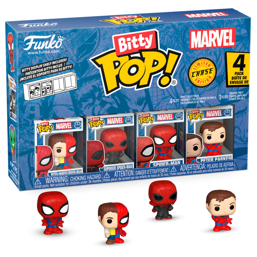 Funko Pop! Marvel Spider-Man Parker - Figura da Collezione Vinyl 4 pezzi Blister Bitty POP Nerdscape