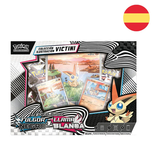 Spanish Pokemon Black Fulgor and White Flame Victini Blister set of collectable cards Nerdscape