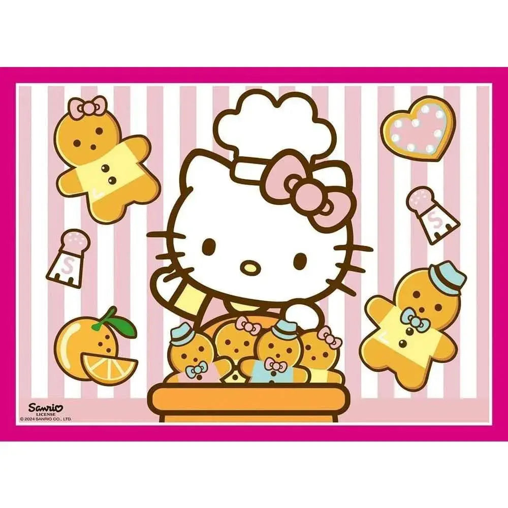 Hello Kitty chef con biscotti pan di zenzero e dolci, sfondo rosa stile kawaii Nerdscape