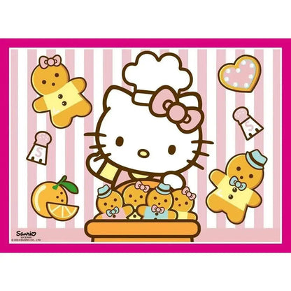 Hello Kitty chef con biscotti pan di zenzero e dolci, sfondo rosa stile kawaii Nerdscape