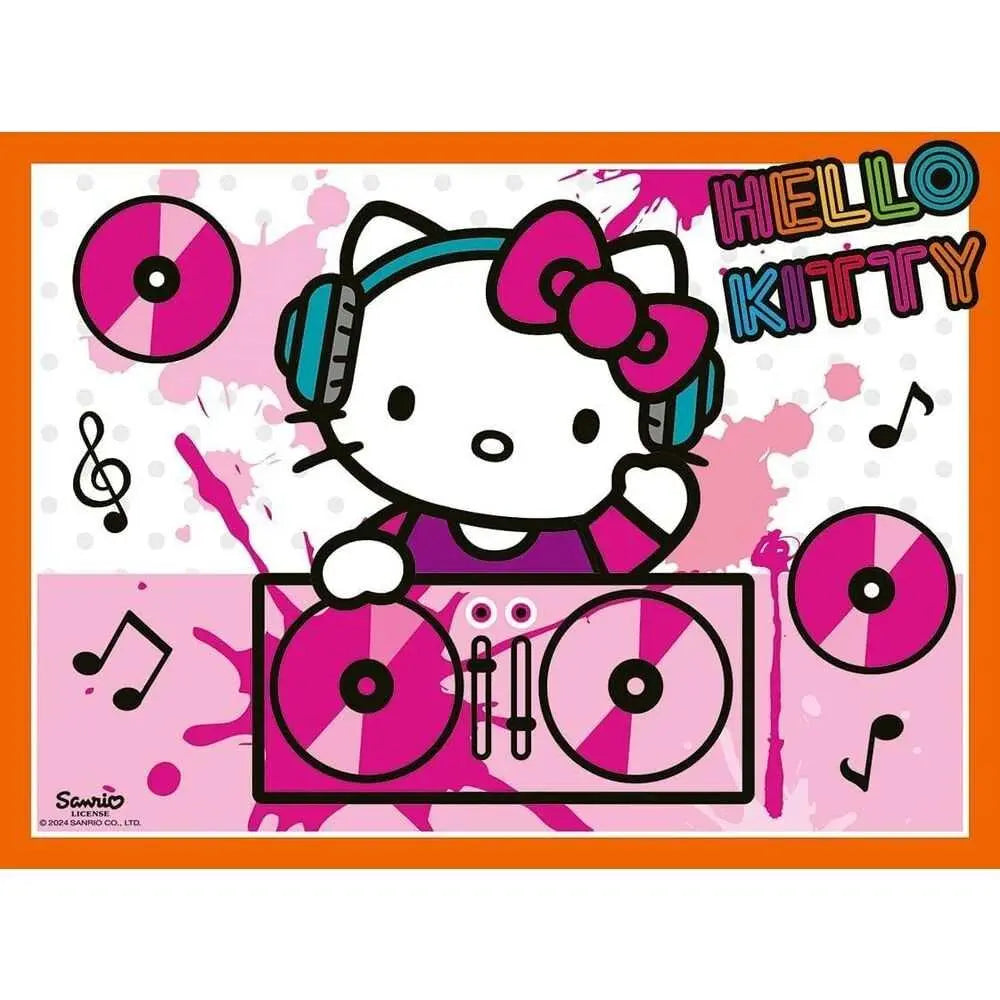 Hello Kitty DJ con cuffie rosa, consolle musicale e decorazioni musicali Nerdscape