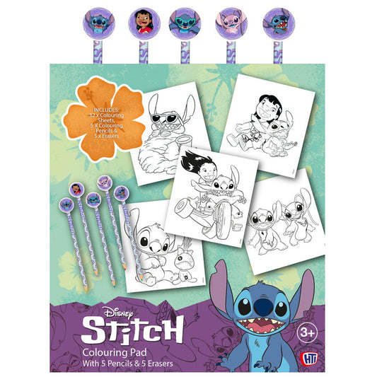 Disney Stitch colouring book with pencils and erasers Nerdscape