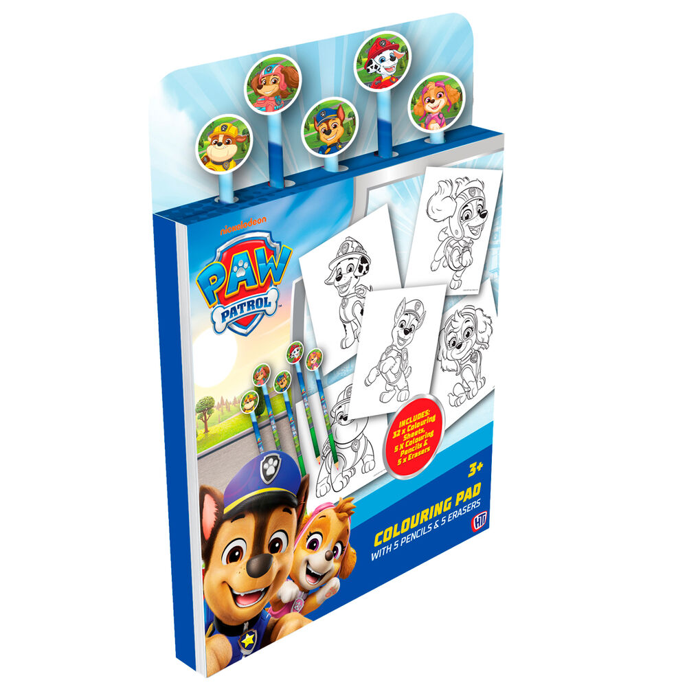 Paw Patrol colouring book with pencils and erasers Nerdscape