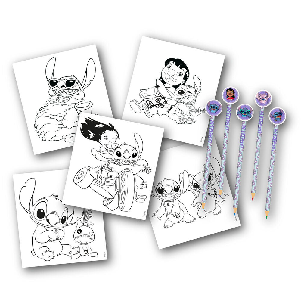 Disney Stitch colouring book with pencils and erasers Nerdscape