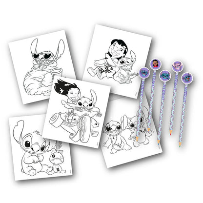 Disney Stitch colouring book with pencils and erasers Nerdscape