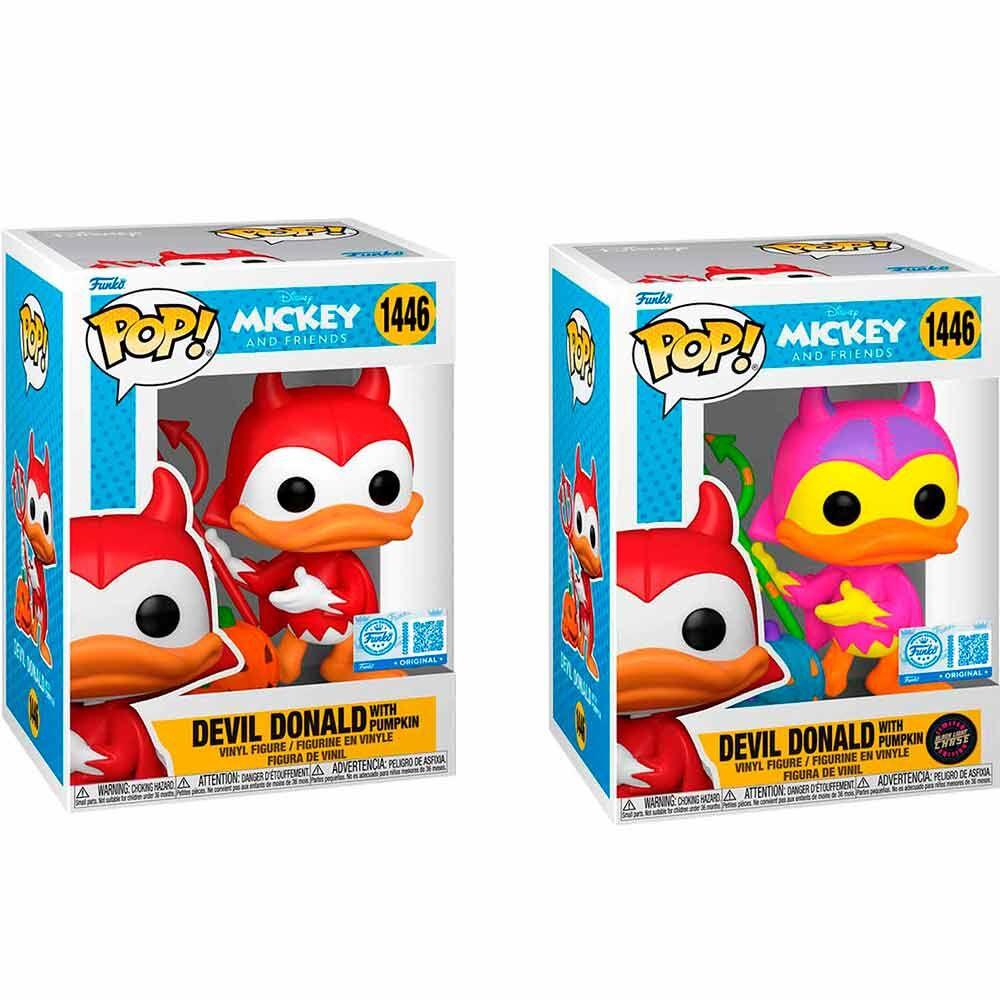 POP figure Disney Mickey and Friends Devil Donald with Pumpkin 5 + 1 Chase Exclusive Nerdscape