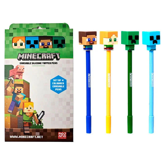 Minecraft set of 4 coloured erasable pens Nerdscape