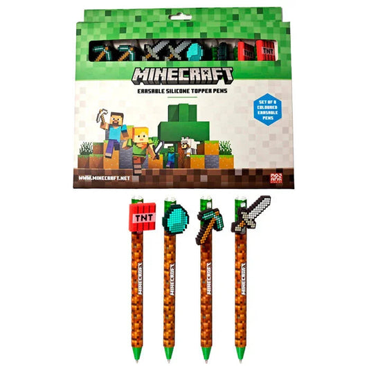 Minecraft set of 8 coloured erasable pens Nerdscape