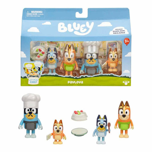 Pack de 4 figurines Bluey Let's Play Chef