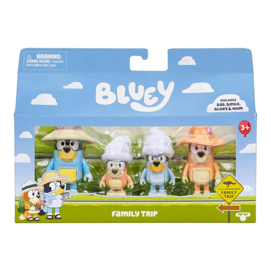Pack de 4 figurines Bluey Family Trip