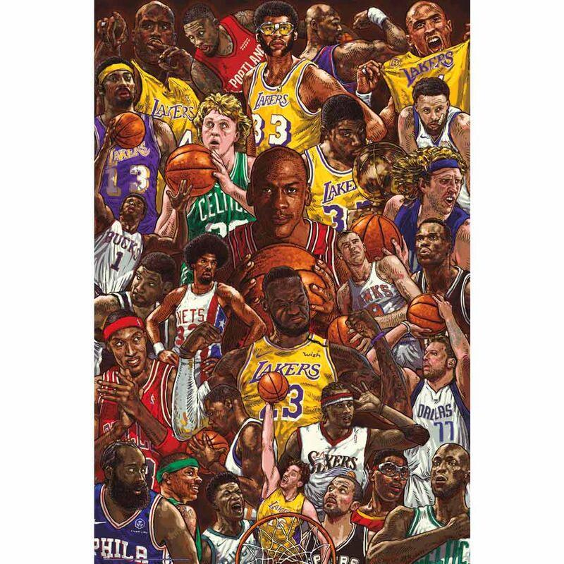 Basketball Superstars Poster da Collezione Nerdscape 91,5x61cm Carta Glossy Alta Qualità Nerdscape