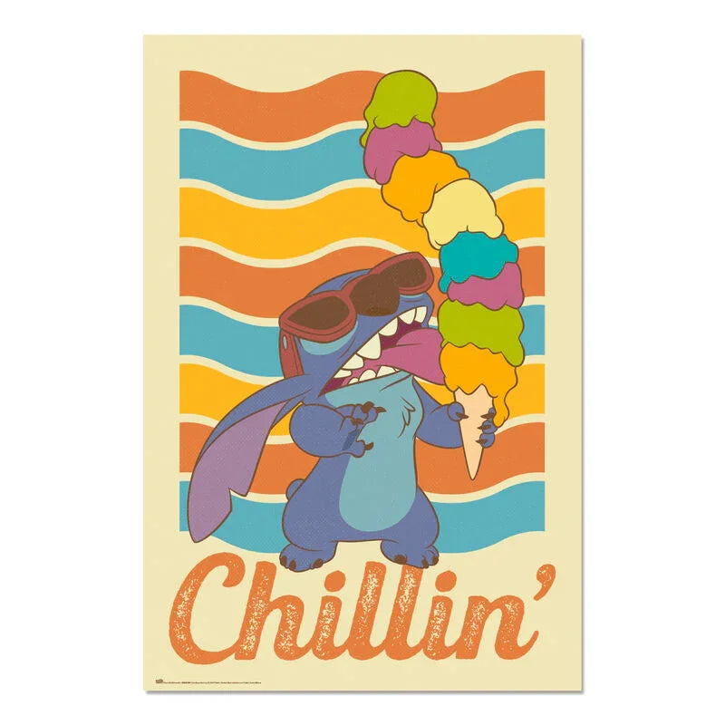 Nerdscape Poster Stitch Chillin Disney 91,5x61 cm Stampa Lucida da Collezione Nerdscape