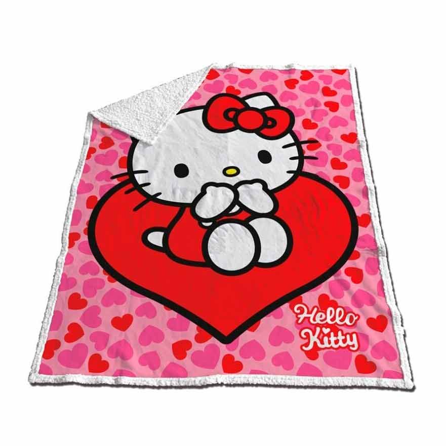 Hello Kitty Coral sherpa blanket 120x150cm Nerdscape
