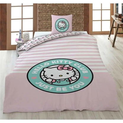 Hello Kitty policotton duvet cover bed 90cm with pillowcase, 50% cotton 50% polyester, 140x200cm size