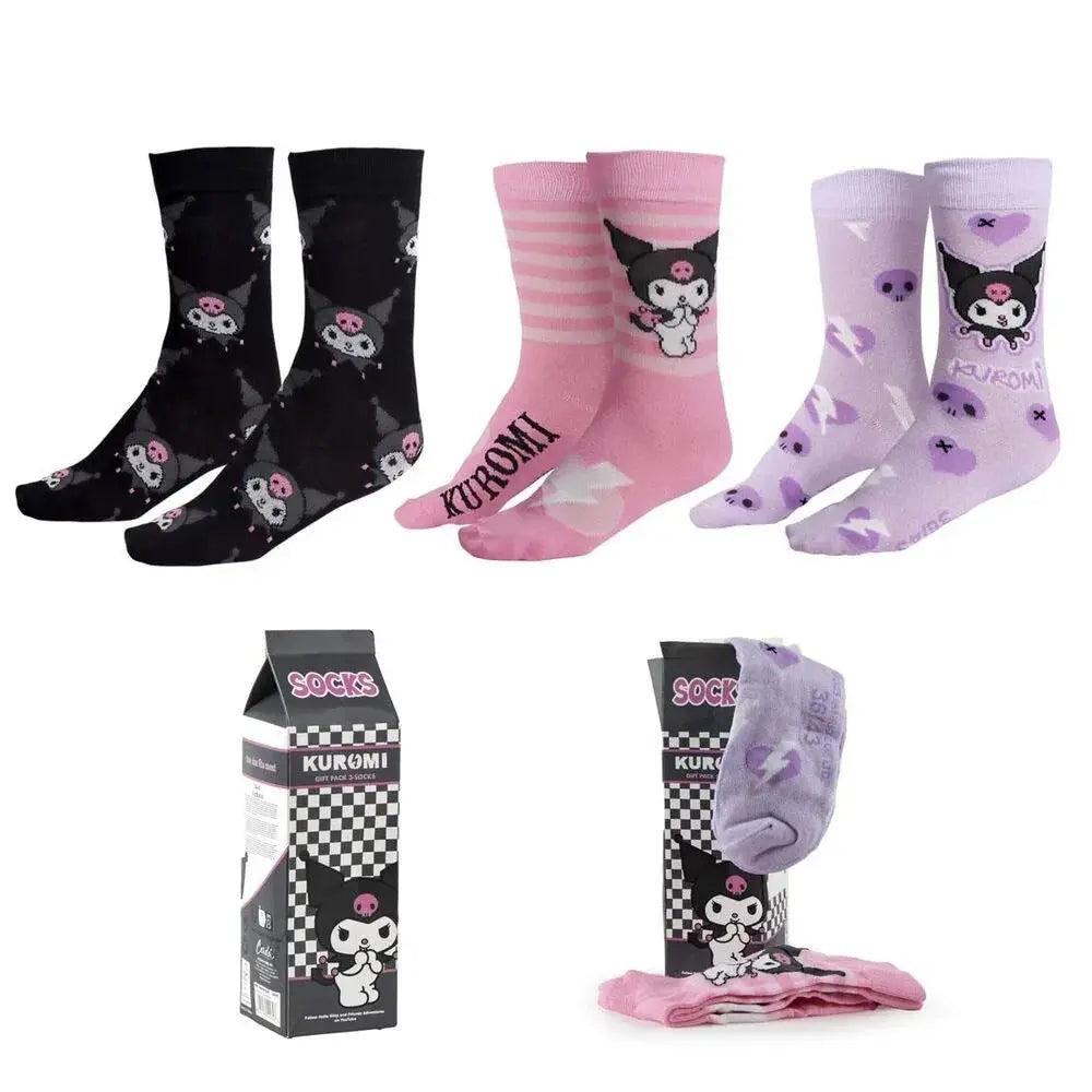 Hello Kitty Kuromi pack 3 adult socks Nerdscape