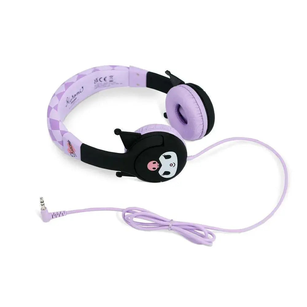 Cuffie viola kawaii stile nerd con disegno cartoon, accessorio audio su Nerdscape