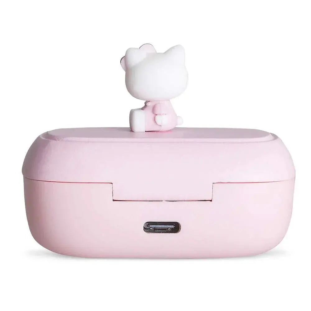 Custodia rosa Nerdscape con decoro gatto cartoon, porta USB frontale, accessorio kawaii
