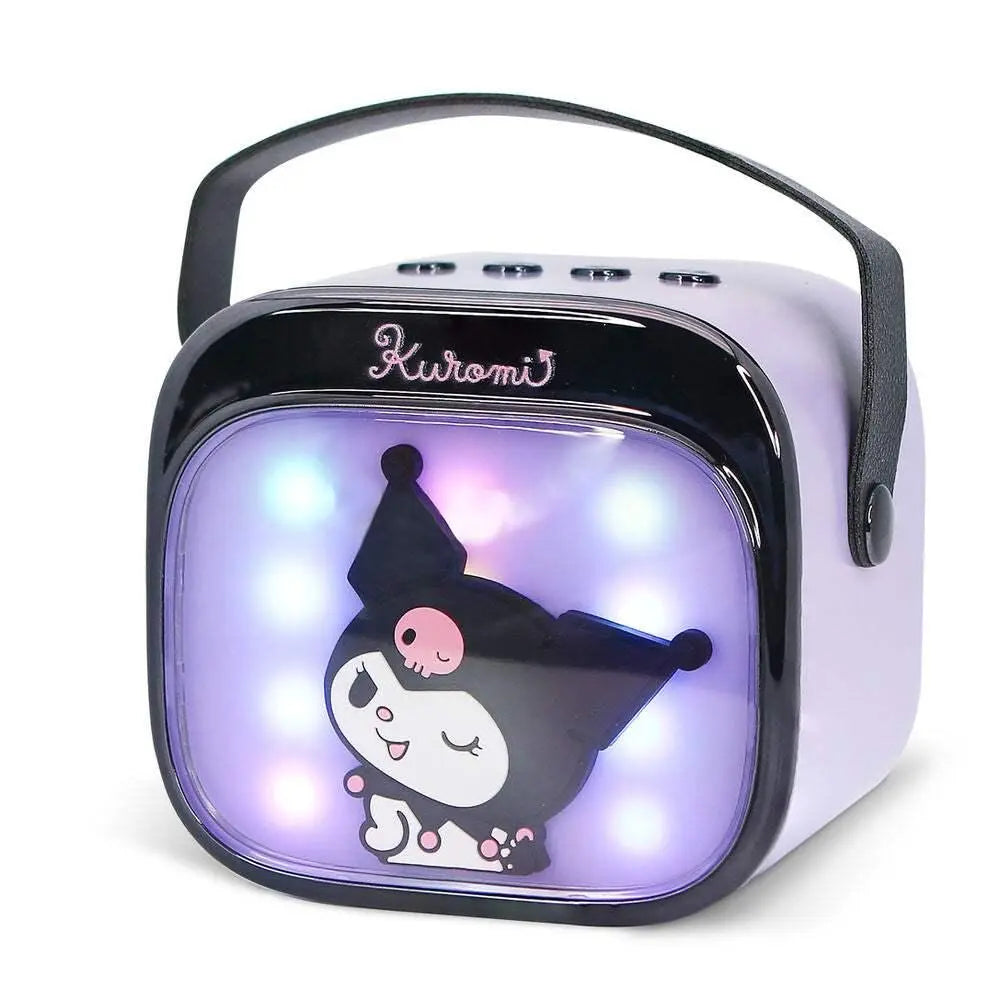 Speaker portatile Nerdscape viola con luci LED e personaggio Kuromi, manico nero