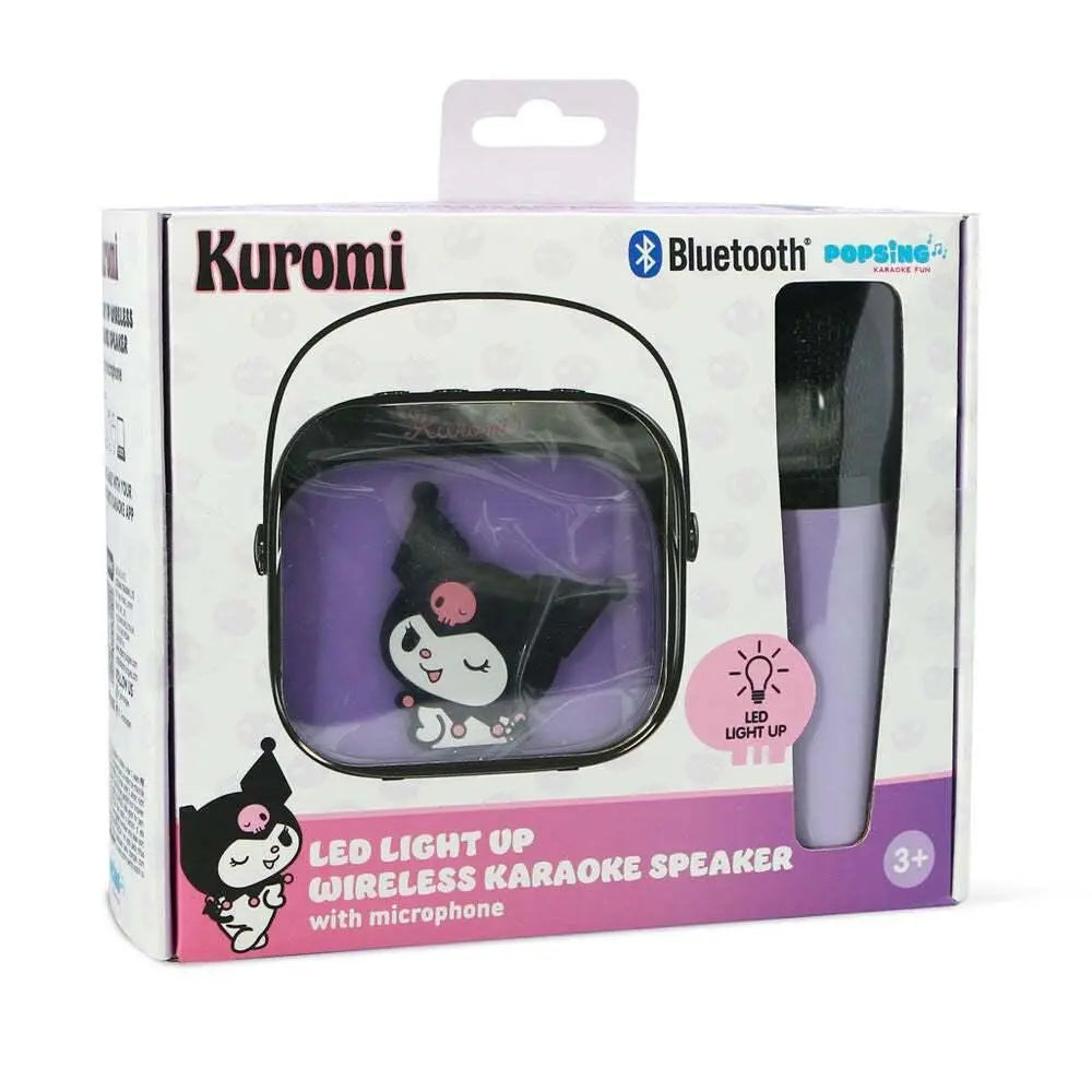 Cassa karaoke wireless Kuromi con microfono Bluetooth, luce LED, confezione viola Nerdscape