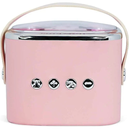 Borsa rosa a forma di scatola con manico e simboli nerd, accessorio Nerdscape
