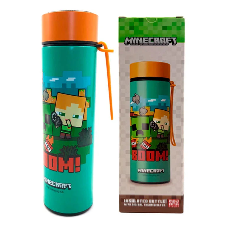 Minecraft thermos stainless steel bottle thermometer 450ml Nerdscape
