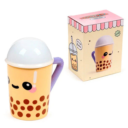Foodiemals boba bubble tea mug with Lid 300ml Nerdscape