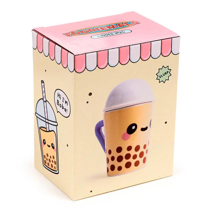 Foodiemals boba bubble tea mug with Lid 300ml Nerdscape