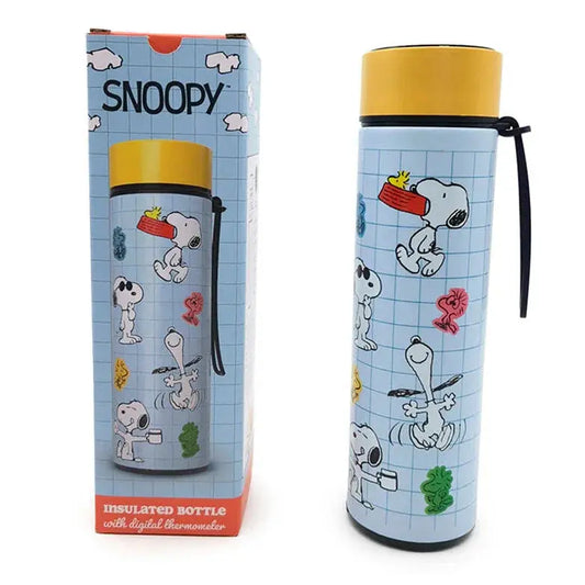 Peanuts Snoopy & Woodstock thermos stainless steel bottle thermometer 450ml Nerdscape