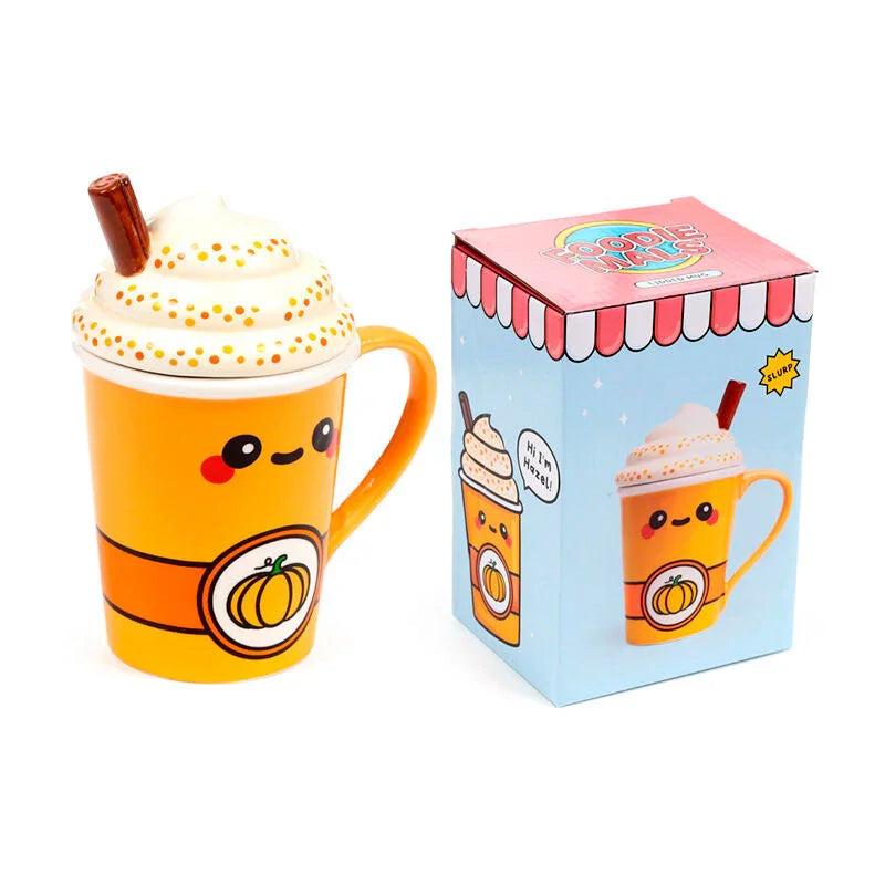Foodiemals Latte pumpkin mug with lid 325ml Nerdscape