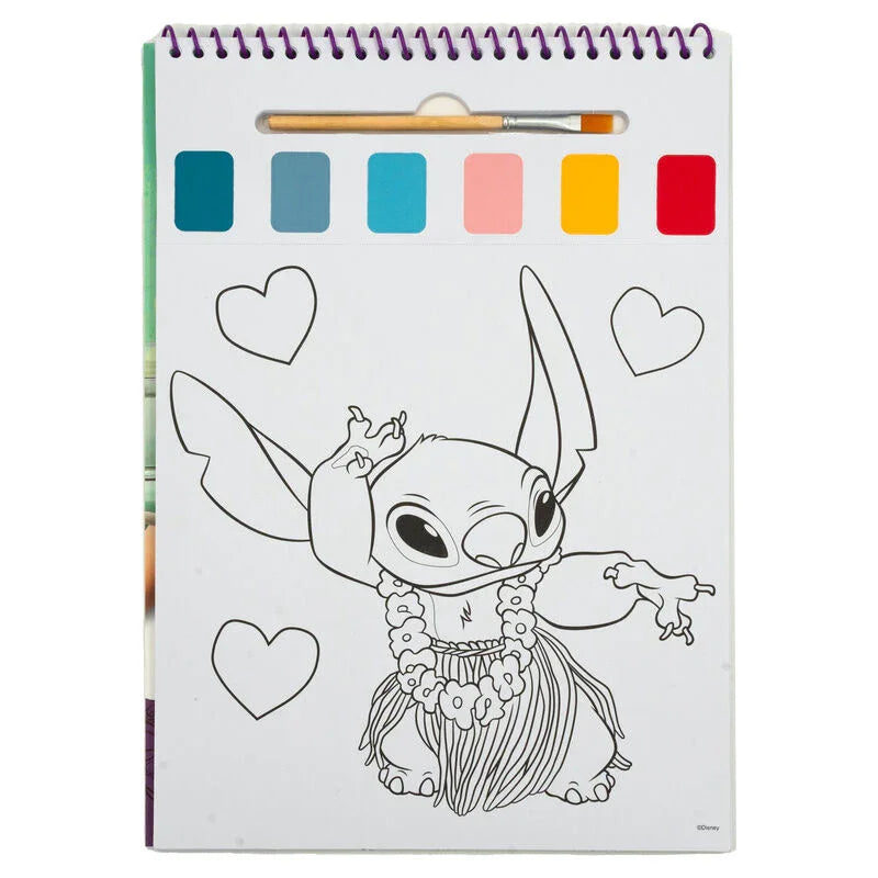 Disney Stitch Sketchbook + watercolours and paintbrush Nerdscape