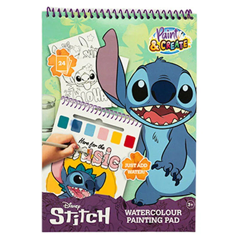 Disney Stitch Sketchbook + watercolours and paintbrush Nerdscape