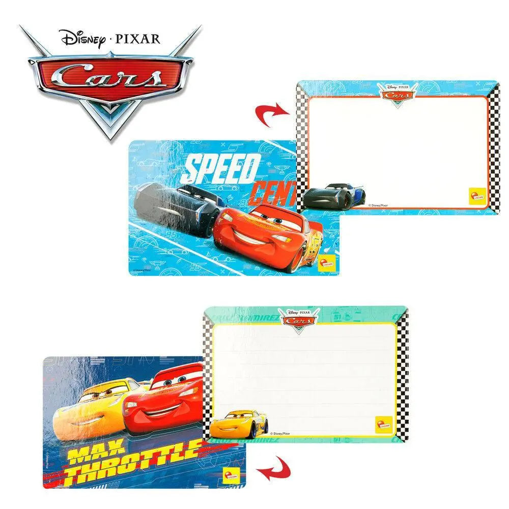 Set di etichette scuola Disney Pixar Cars con personaggi Lightning McQueen e Cruz, tema Nerdscape.
