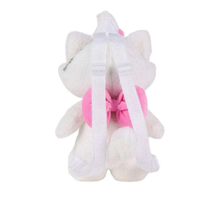 Zainetto peluche a forma di gatto bianco con fiocco rosa, Nerdscape, accessorio kawaii