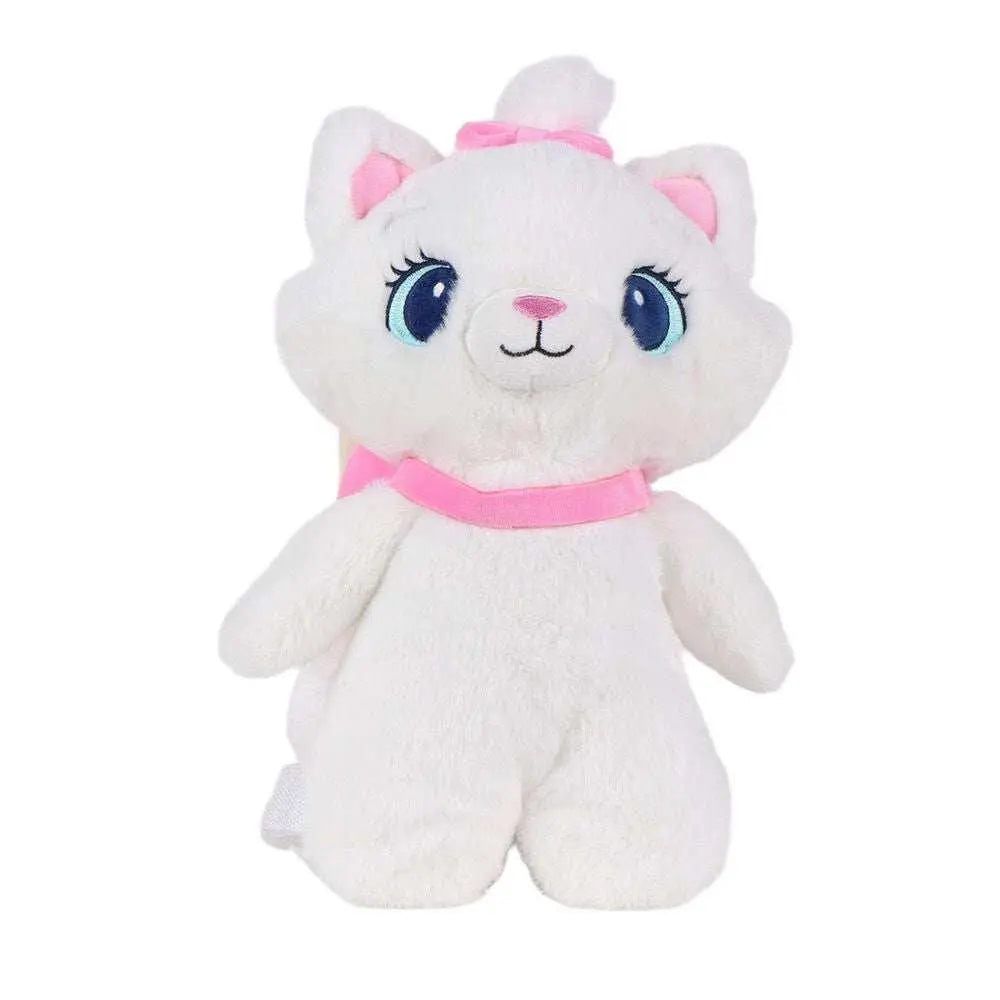 Peluches gatto bianco con fiocco rosa Nerdscape, giocattolo kawaii per appassionati nerd.