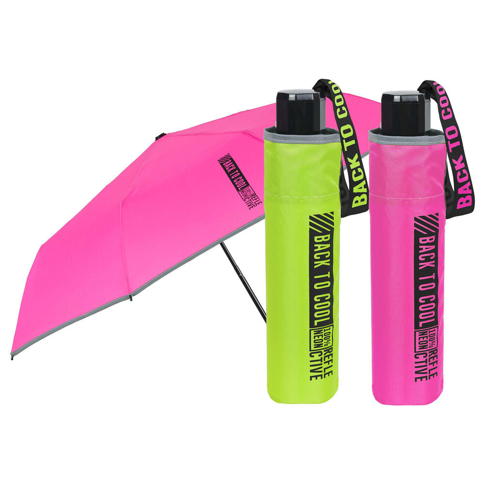Manual folding fuchsia and green umbrella 50cm Nerdscape