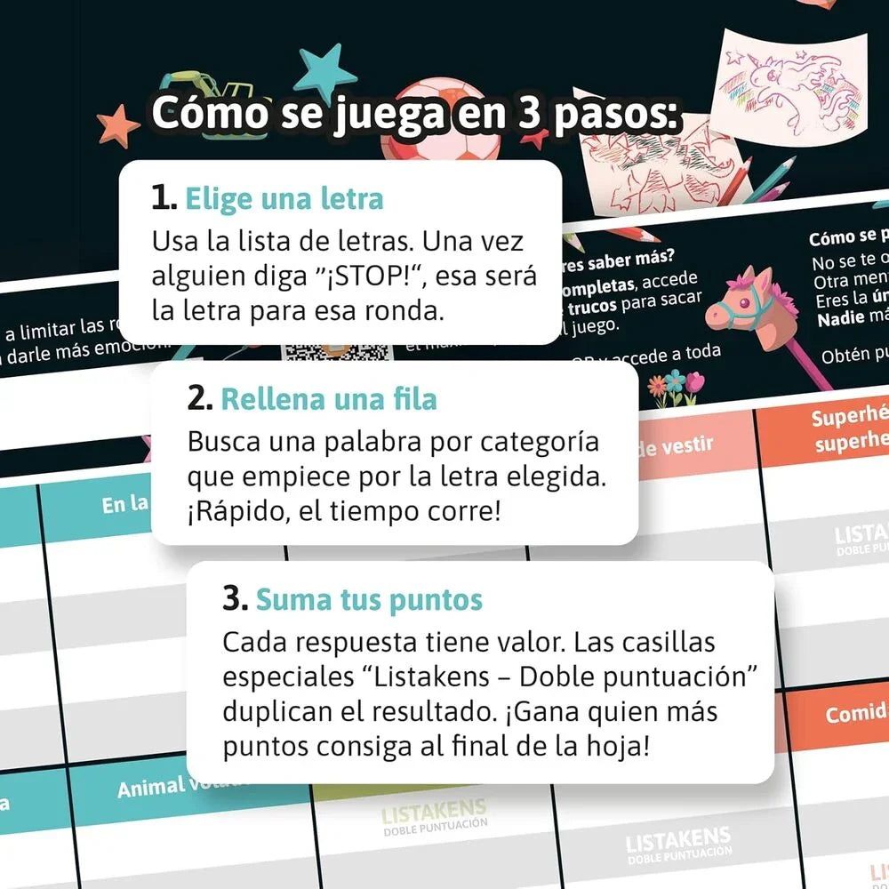 Spanish Listos Listas y Listakens Junior board game Nerdscape