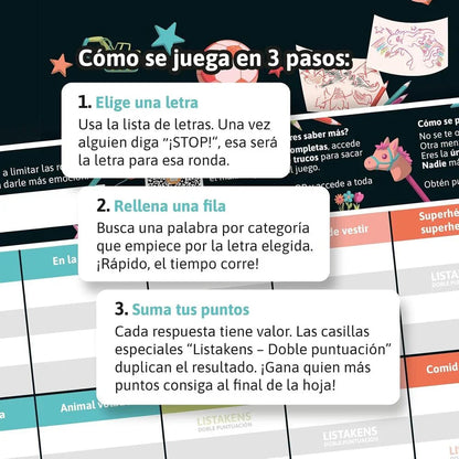 Spanish Listos Listas y Listakens Junior board game Nerdscape