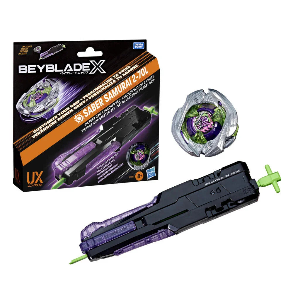 Beyblade Saber Samurai 2-70L Victory Grip Launcher Set - Figura da Collezione - Nerdscape Nerdscape