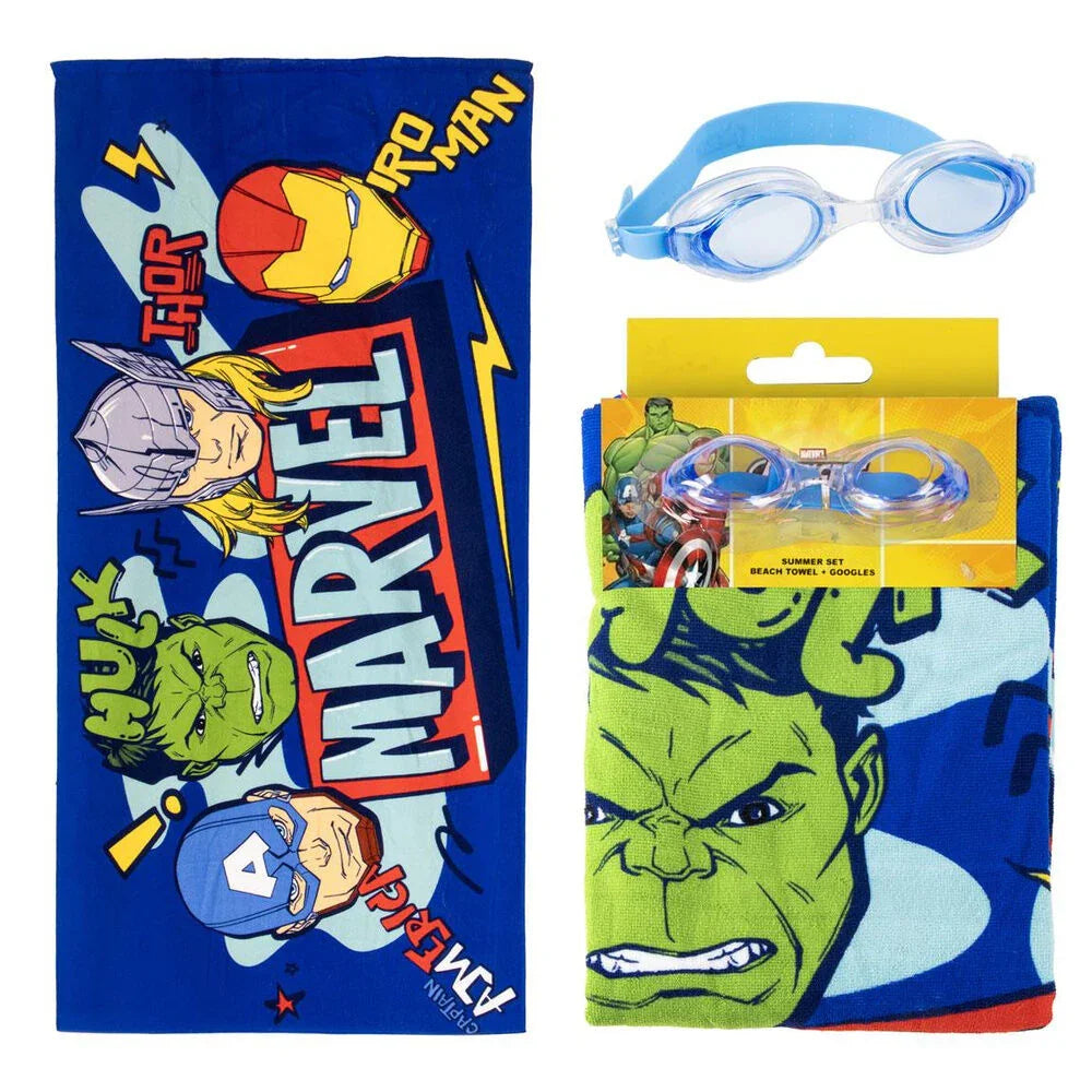 Marvel Avengers towel + swimming goggles set Nerdscape